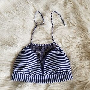 Navy‎ blue and white stripe mesh middle bikini top